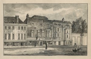 Stara Akademia Królewska w Pall Mall (wc na papierze) autorstwa English School