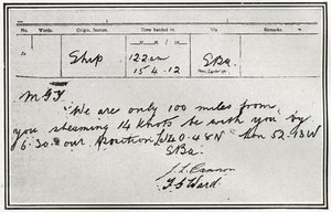 Odpowiedź rosyjskiego parowca Birma na apel Titanica o pomoc, z „Sfery”, 04.05.1912 (lit.) (detal 450850) autorstwa English School