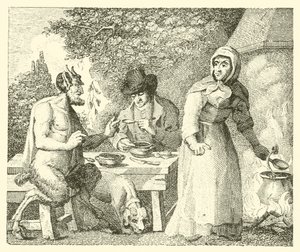 Satyr i podróżnik (rycina) autorstwa English School