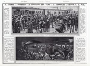 Sceny na stacjach Waterloo i Hounslow podczas wyjazdu wojsk na wojnę, I wojna światowa, sierpień 1914