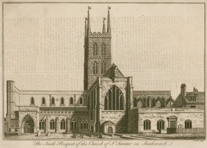 Południowa perspektywa St Saviours, Southwark, Londyn autorstwa English School