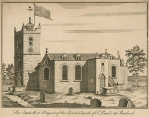 Południowo-zachodnia perspektywa kościoła parafialnego św. Pawła w Shadwell w Londynie autorstwa English School