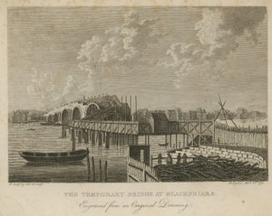 Tymczasowy most w Blackfriars autorstwa English School