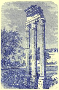 Trzy kolumny w Świątyni Kastora, ilustracja z Historii Rzymu autorstwa Victora Duruy, opublikowana w 1884 r. (obraz ulepszony cyfrowo) autorstwa English School