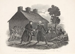 Nieoczekiwane spotkanie Lorda Wellingtona i Bluchera w La Belle Alliance, wyd. T. Kelly, 1811 r. autorstwa English School