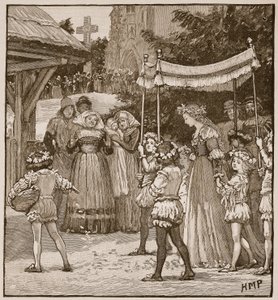 Ślub Jacka z Newbury: procesja narzeczonych, ilustracja z Cassells Illustrated History of England (zdjęcie w sepii) autorstwa English School