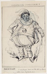 Postacie teatralne 1: Falstaff, ok. 1825 (pióro i atrament na papierze) autorstwa English School