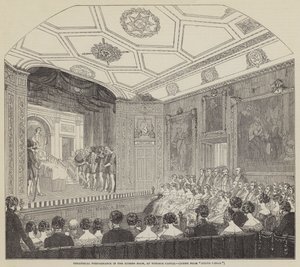 Spektakl teatralny w Sali Rubensa na Zamku Windsor (rycina) autorstwa English School