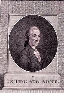 Thomas Augustine Arne (1710-78) (grawerowanie) autorstwa English School
