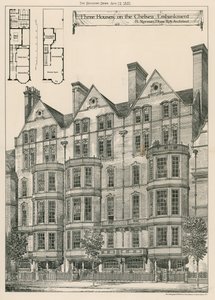 Trzy domy na nabrzeżu Chelsea autorstwa English School
