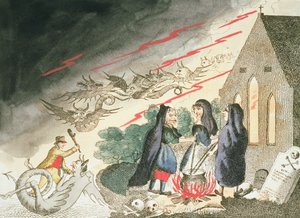 Trzy wiedźmy na cmentarzu, ok. 1790 autorstwa English School