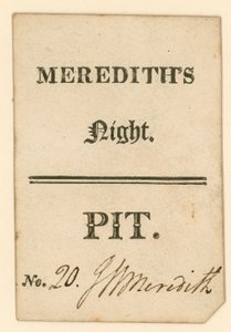 Bilet do teatru Drury Lane w Londynie: Merediths Night autorstwa English School