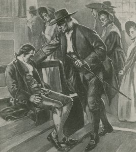 Zmęczony i głodny Benjamin Franklin zasypia w domu spotkań kwakrów autorstwa English School