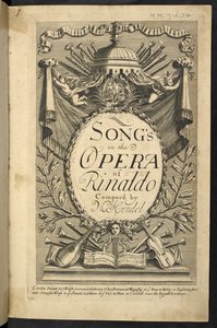 Strona tytułowa „Pieśni w operze Rinaldo” Friedricha Haendla autorstwa English School