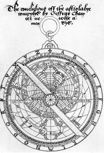 Strona tytułowa „Konkluzje Astrolabium Compylyd” Geoffrey Chaucer Newlye Amendyd Walter Stevins, c.1555 (pióro i atrament na papierze) autorstwa English School