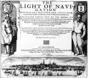 Strona tytułowa The Light of Navigation autorstwa Williama Johnsona, opublikowana w 1612 r. (druk typograficzny i grawerunek) autorstwa English School