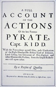 Strona tytułowa życia kapitana piratów Williama Kidda, opublikowana w Londynie w 1701 r. (lito) autorstwa English School