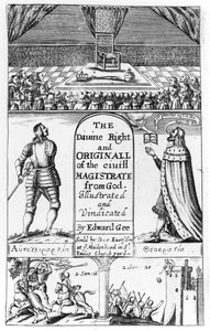 Strona tytułowa do Boskiego prawa i oryginału magistratu cywilnego od Boga, rytowana przez Edwarda Gee, 1658 autorstwa English School