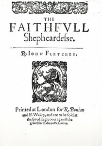 Strona tytułowa do Wiernej pasterki Johna Fletchera, c.1609 (druk) autorstwa English School