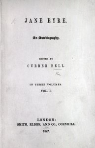 Strona tytułowa do pierwszego wydania Jane Eyre autorstwa Charlotte Bronte, 1847 (druk) autorstwa English School
