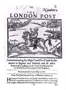 Strona tytułowa „The London News”, komunikowanie Wysokich Radców obu parlamentów w Anglii i Szkocji autorstwa English School