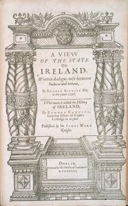 Strona tytułowa do A View of the State of Ireland i The History of Ireland, 1633 autorstwa English School