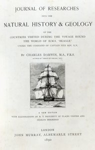 Strona tytułowa do The Voyage of the Beagle Charlesa Darwina, wydanie opublikowane w 1890 r. autorstwa English School