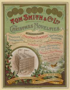 Tom Smith & Co Ltd, świąteczne nowości, świąteczne krakersy, okładka broszury autorstwa English School