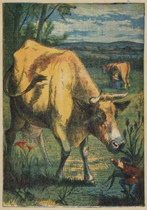 Tom Thumb and the Cow (kolor lito) autorstwa English School