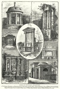 Grobowce na cmentarzu Greyfriars (rycina) autorstwa English School