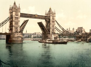 Tower Bridge, Londyn (zdjęcie ręcznie kolorowane) autorstwa English School