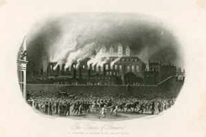 Pożar Tower of London, 1841 autorstwa English School