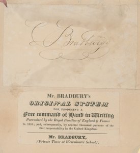 Karta handlowa dla oryginalnego systemu pana Bradburys do tworzenia swobodnej kontroli ręki w piśmie autorstwa English School