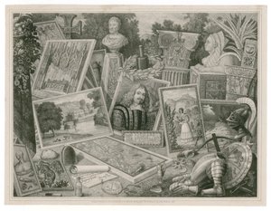 Karta handlowa Roberta Martina, promująca umiejętności w zakresie sztuki litograficznej, 1830 autorstwa English School