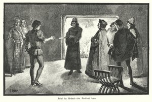 Próba przez mękę, rozpalone do czerwoności żelazo (grawerunek) autorstwa English School