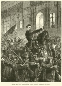 Trochu gromadzący Gwardię Narodową przed Hotel de Ville, październik 1870 r. autorstwa English School