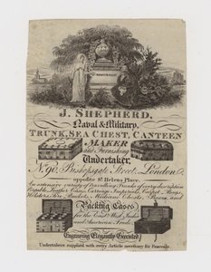Trunk Maker, J Shepherd, karta handlowa autorstwa English School