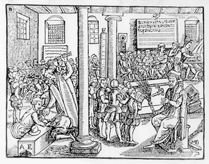 Gimnazjum Tudorów (drzeworyt) autorstwa English School