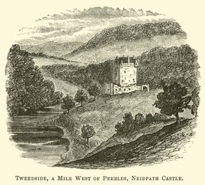 Tweedside, mila na zachód od Peebles, zamek Neidpath autorstwa English School