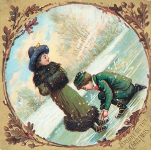 Wiązanie sznurówek na łyżwach, Kartka Świąteczna autorstwa English School