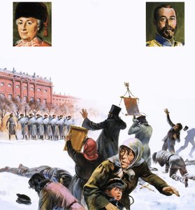 Niezidentyfikowana scena z rewolucji rosyjskiej 1905 autorstwa English School