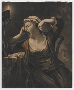 Bez tytułu (kobieta ziewa), ok. 1780 (mezzotinta) autorstwa English School