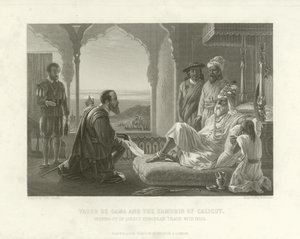 Vasco da Gama i Zamorin z Kalikatu, 1498 autorstwa English School