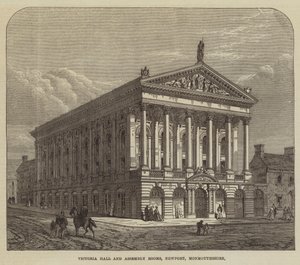 Victoria Hall and Assembly Rooms, Newport, Monmouthshire (grawerowanie) autorstwa English School