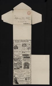 Wiktoriańska papeteria pocztowa firmy Halfpenny Letter Post Company, Leadenhall Street, Londyn (lito) autorstwa English School