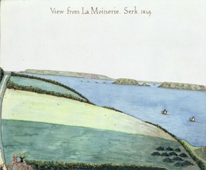 Widok z la Moinerie, Serk, 1849 (wc na papierze) autorstwa English School