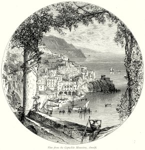 Widok z klasztoru kapucynów w Amalfi (rycina) autorstwa English School
