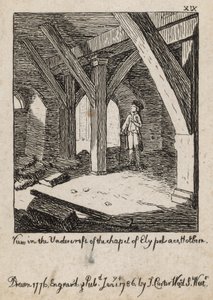 Widok w podziemiach kaplicy Pałacu Ely, Holborn autorstwa English School
