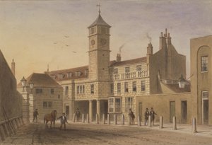 Widok Bridge House w Bridge Yard, Tooley Street, 1846 (wc na papierze) autorstwa English School