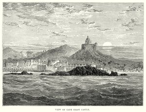 Widok na zamek Cape Coast (grawerunek) autorstwa English School